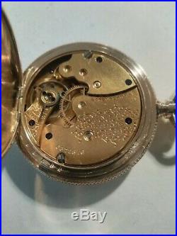 Waltham 0S. 7 jewels fancy dial (1894) 14K. Diamond multi-color hunter case