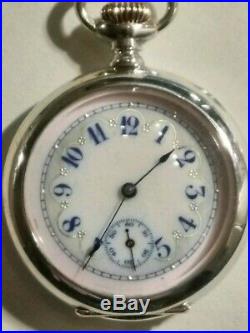 Waltham 0S. 7 jewels super fancy multi-color dial (1907) Sterling silver case