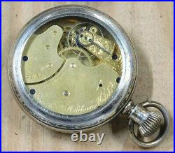 Waltham 14s pocket watch serviced + display case 1889 lot d491