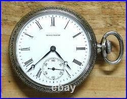 Waltham 16s pocket watch runs great + display case 1908 lot d216