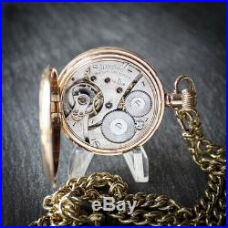 Waltham 17 Jewel Gold Filled Full Hunter Pocket Watch + Chain + Case