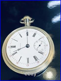 Waltham 18s 15j Damaskeened pocket watch in a Display Back Case