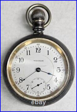 Waltham 18s 17j 1883 model Ps Bartlett Pocket Watch Coin Case with Train