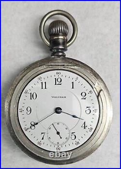 Waltham 18s 17j 1883 model Ps Bartlett Pocket Watch Coin Case with Train