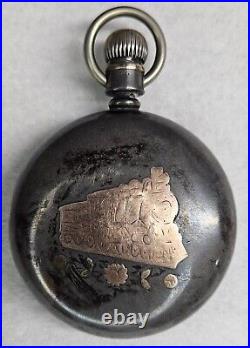 Waltham 18s 17j 1883 model Ps Bartlett Pocket Watch Coin Case with Train