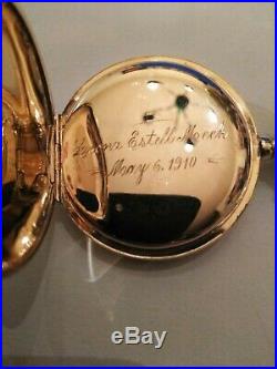 Waltham (1908) 15 jewels mint fancy dial 14K. Gold filled diamond hunter case