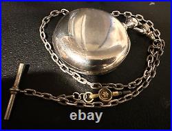 Waltham 5oz coin silver Hunter Case size 18 Pocket Watch 1876. With 18in chain