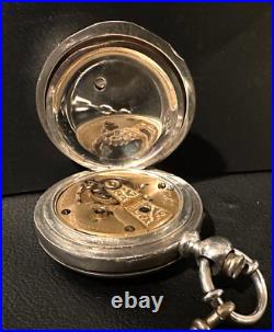 Waltham 5oz coin silver Hunter Case size 18 Pocket Watch 1876. With 18in chain