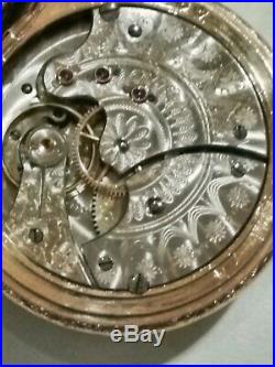 Waltham 6S. 15 jewels fancy dial (1893) 14K. Diamond multi-color hunter case