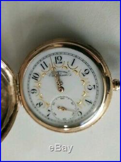 Waltham 6 Size 15 jewel fancy dial (1898) Great 14K. Multi-color Case