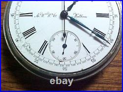 Waltham Nickle Case 14S 15J Chronograph Register Open Face Lever Set Watch