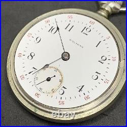 Waltham Pocket Watch 18s 1883 Keystone Silveroid Case 7j Grade 18 Ticking F5517