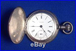 Waltham Ps Bartlett Pocket Watch, Full Hunter Engraved Coin Silver Case, 17j