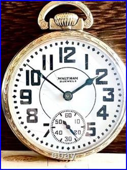Waltham Riverside Pocket Watch (GF Case) Running Free Shipping