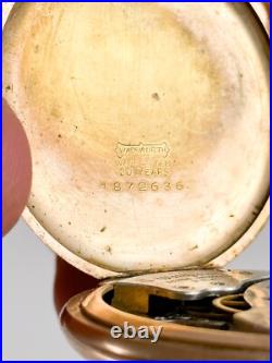 Waltham Seven Jewels in Wadsworth 20 Year Pocket Watch Gold Filled Case Vintage