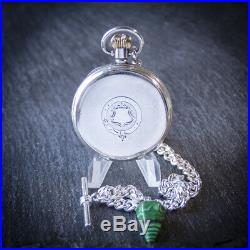 Waltham Sterling Silver 17 Jewel Full Hunter Pocket Watch + Chain + Case
