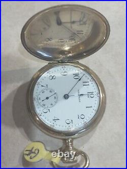 Waltham antique pocket watch Hunter case gold filled with second hand
