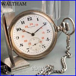 Waltham vintage pocket watch hunter case 47mm manual mechanical works from Japan