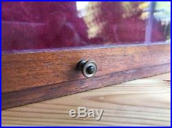 Weighted Antique Mahogany Pocket Watch Display Case Storage Box Glass Fronted