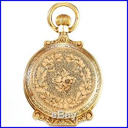 Womens Antique Pocket Watch With Engraved 10k Gold 8 Size Box Hinge Case