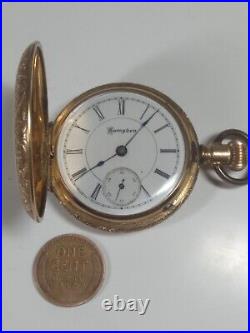 Working Antique 1888 Hampden 200 Fancy Gold Filled Hunter Case Pocket Watch