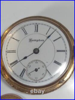 Working Antique 1888 Hampden 200 Fancy Gold Filled Hunter Case Pocket Watch