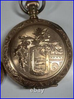 Working Antique 1888 Hampden 200 Fancy Gold Filled Hunter Case Pocket Watch