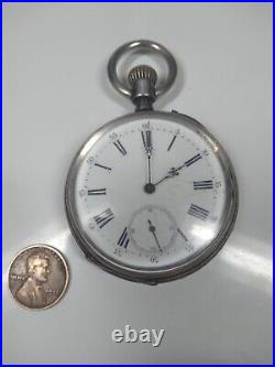 Working Antique Swiss Remontoire Pocket Watch in Silver Case