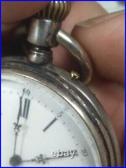 Working Antique Swiss Remontoire Pocket Watch in Silver Case