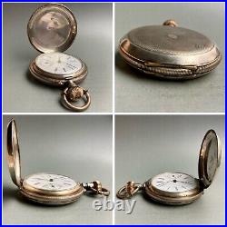 Works vintage pocket watch german silver hunter case manual wind from Japan