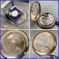 Works vintage pocket watch german silver hunter case manual wind from Japan
