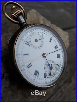 Ww1 era rare minerva single button chronograph pocket watch steel case