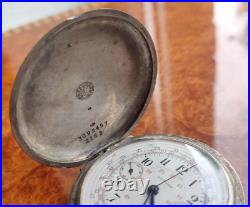 ZENITH Rare Pocket Watch HUNTER Solid silver case Chronograph