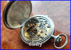 ZENITH Rare Pocket Watch HUNTER Solid silver case Chronograph