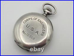 Zenith Corp of Engineers 17 Jewels 0.900 Silver Case Military Pocket Watch