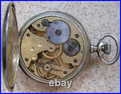 Zerma Pocket watch Silver & Niello case 50 mm in diameter running condition